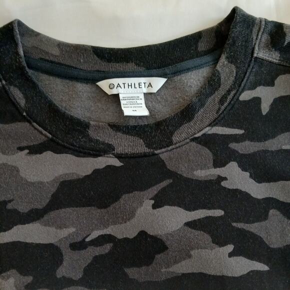 Athleta Women M Camo Print Midi Sweater Dress Gray/Black Tunic Athleisure Balanc - Picture 4 of 15